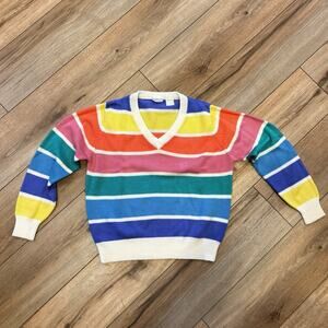Vintage 70s Levi Strauss & Co Rainbow Striped V-neck Sweater Womens SM